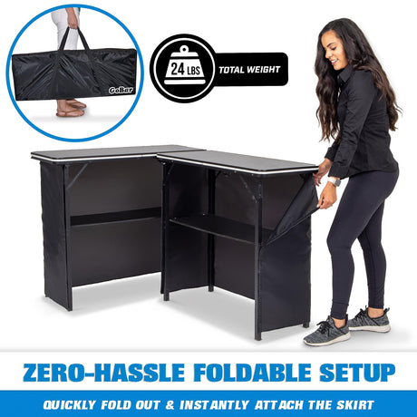 GoPong Double LED Bar Table Set with Carrying Case - Mobile Bartender Station for Events GoPong