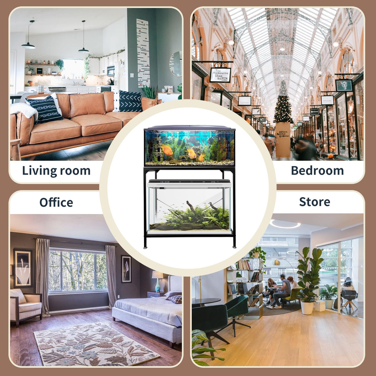 tongmo 40 Gallon Fish Tank Stand, 2 Stands Metal Aquarium Stand, Aquarium Turtle Tank (40 Gallon-Black) tongmo