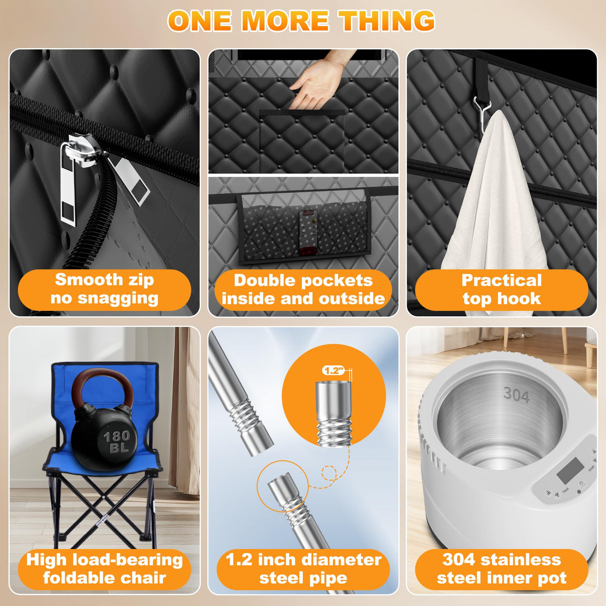 Tehanld Sauna, Portable Sauna for Home, Sauna Box, Full Size Steam Sauna Tent with 3L 1200W Large Capacity Steamer and Remote Control, Ideal for Spa, Indoor, Outdoor (Satin Cotton, Black) Tehanld