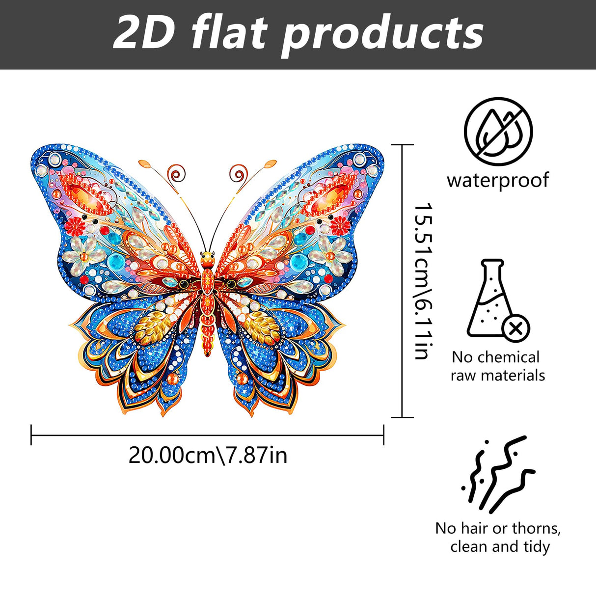 Oiuyamn 5D Diamond Art Kits for Adults, DIY Diamond Painting Hanging Pendant Ornament Butterfly, Crystal Diamond Art Decoration for Beginners Oiuyamn