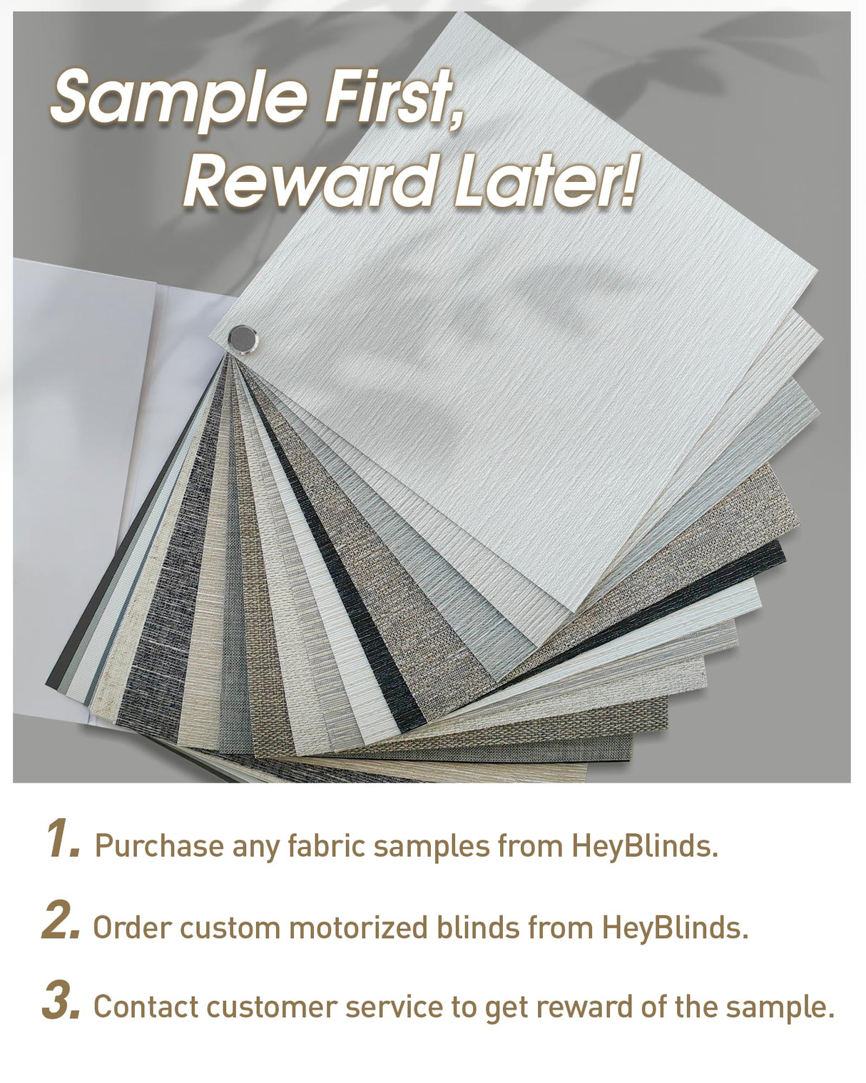 HeyBlinds Motorized Blinds with Remote, 100% Blackout Smart Blinds, Motorized Shades, Automatic Blinds for Windows, Electric Blinds (Blackout Roller Shades Fabric Samples) HeyBlinds