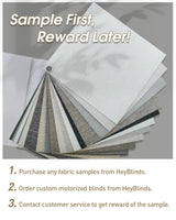 HeyBlinds Motorized Blinds with Remote, 100% Blackout Smart Blinds, Motorized Shades, Automatic Blinds for Windows, Electric Blinds (Blackout Roller Shades Fabric Samples) HeyBlinds