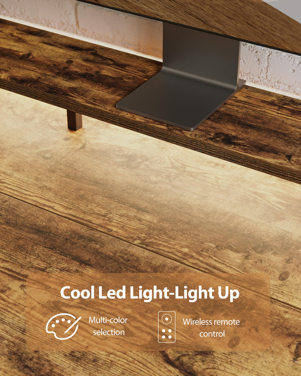 Electric Height Adjustable Standing Desk with Power Outlet and LED Light Strip, Sit to Stand, Ergonomic 48x24" Rising Desk with Memory Presets, Home Office Workstation, Computer Gaming Table, Brown Agilestic