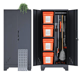 Storage Cabinet 61" H, Metal Outdoor Sheds with Shelves for Tools Storage, Cleaning Supplies Closet with Removable Pegboard for Outdoor, Garage, Utility Room METALREAD