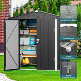 Gizoon Outdoor Storage Shed 6 x 4 FT, Galvanized Metal Garden Shed with Double Lockable Doors, Outdoor Storage Clearance for Backyard Patio Lawn-Dark Grey Gizoon