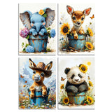 GCEOSINI 4 Pack Diamond Painting Kits for Adults, 12x16 Inch 5D Diamond Art Kits for Beginners, Full Drill Paint with Diamonds Dots Diamond Painting Kits Gem Art for Home Decor (Animal 01) GCEOSINI