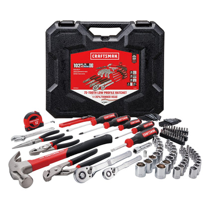 CRAFTSMAN Mechanics Tool Set, 102 Piece Hand Tool and Socket Set SAE/Metric (CMMT99449) - WoodArtSupply