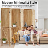 Aletheiawu 6 Panel Room Divider with Shelves, Wooden Pegboard Room Dividers, 5.6Ft Room Partitions and Dividers, Room Divider Panel with 24 Hooks for Bedroom, Study, Shop, Natural Color Aletheiawu