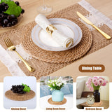 Woven Placemats Set, 12" Round Boho Hand-Woven Rattan Natural Water Hyacinth Placemats, Farmhouse Weave Chargers, Heat Resistant Rustic Braided Wicker for Dining Table,Kitchen,Wedding,Home(Set of 8) See Seattle