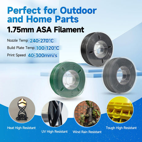 FilaBees ASA Filament 1.75mm Sparkle Storm Gray,ASA 3D Printer Filament 1kg(2.2lbs),Heat&Weather Resistant&High UV Resistance 3D Printing Filament±0.02mm Perfect for Printing Outdoor Functional Parts FilaBees