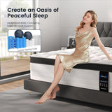 LETMOON Queen Mattress, 14 Inch Hybrid Queen Size Mattresses in a Box, Medium Firm, Memory Foam and Pocket Springs, Strong Edge Support, Pressure Relief LETMOON