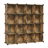 SONGMICS Cube Storage Organizer, Set of 16 Plastic Cubes, Closet Organizers and Storage, Room Organization, Bedroom Living Room, 12.2 x 48.4 x 48.4 Inches, Rustic Brown ULPC442A01 SONGMICS
