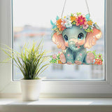 SENQAO Elephant Diamond Art Hanging Kit for Adult, Special Shaped Rhinestone, DIY Acrylic 5D Diamond Art Painting Window Pendants Home Garden Wall Hanging Kits Hanging Ornament SENQAO
