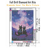 CHWGLFGG 5D Diamond Art Kits for Adults Beginners, Cat Under The Stars Sky Diamond Painting Kits, DIY Full Round Drill Paint by Diamonds Dot Gem Art for Adults, Home Wall Decor 12x16 Inch CHWGLFGG