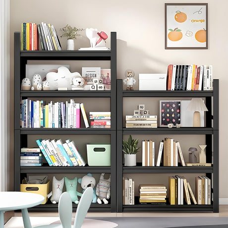 5 Tiers Book Shelves, Office Shelf Organizer, Heavy Duty Book Shelving, Adjustable Bookshelf, Freestanding Book Shelves, Book Shelves for Living Room, Black Bookshelves (47.24"W*18"D*78"H) BEESTMUEBLE