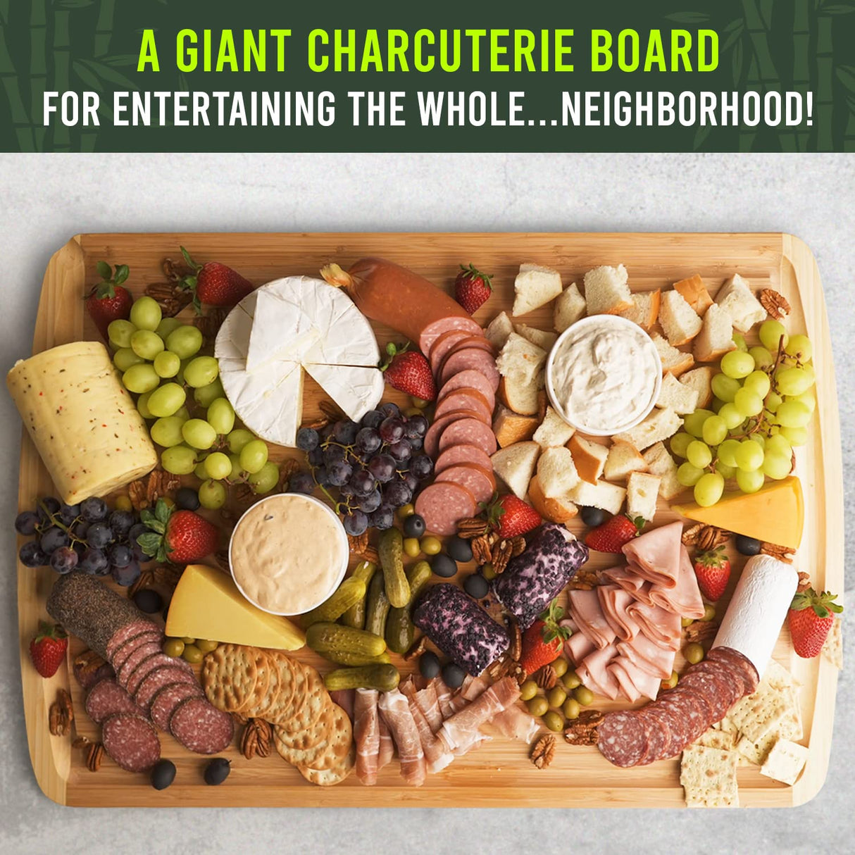 GREENER CHEF 36 Inch 4XL Extra Large Cutting Board with Lifetime Replacements - Wood Butcher Block Cutting Board - Bamboo Stove Top Cover for Extra Countertop Space - Giant Wood Charcuterie Board Greener Chef