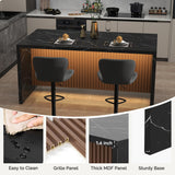 Aivermeil 67" Large Modern Rectangle Dining Table for 4-6 People, Imitation Marble Island Table with LED Lights for Kitchen,Dining Room, Bar, Office, Living Room Aivermeil