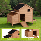Narkula Outdoor Chicken Coop, Duck House with Nesting Box/Pull Out Tray/Secure Doors, Wooden Small Chicken Cage Weatherproof/Ventilation, 42.91" x 38.58" x 28.74", Brown NARKULA