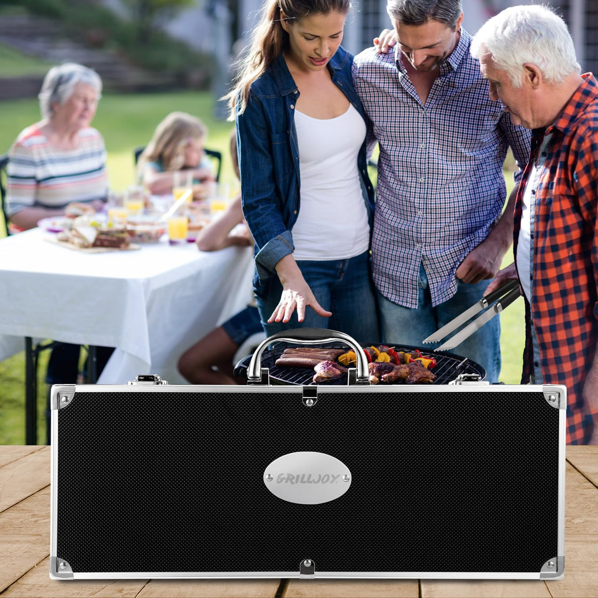 Grilljoy BBQ Accessories Grill Tools Set - 22PCS Stainless Steel Barbecue Grill Accessories for Outdoor Grill with Black Aluminum Case - Grilling Gifts for Men Dad -Grill Tools Kit grilljoy