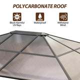 Raysfung 10'x12' Hardtop Gazebo, Outdoor Polycarbonate Roof Gazebo with Aluminum Frame Permanent Pavilion with Netting& Curtains for Garden, Patio,Yard Raysfung