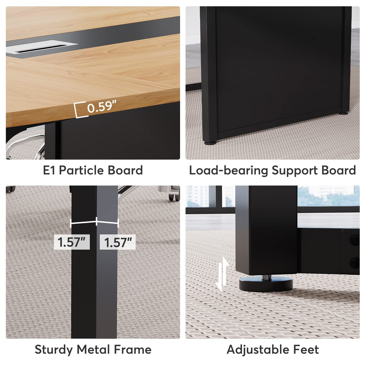 Tribesigns 8FT Conference Table, 94.5L x 47.2W inch Large Meeting Table, Modern Rectangular Seminar Table for Office Meeting Conference Room, Metal Frame Tribesigns