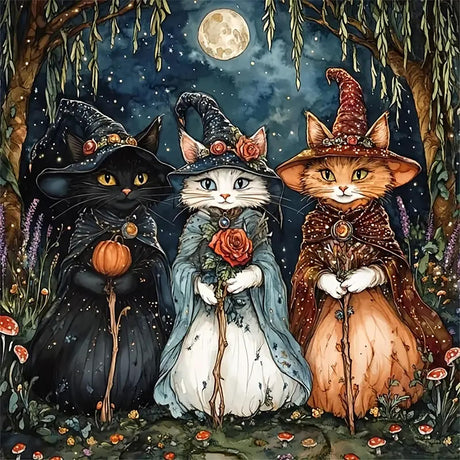 APTDYIGL 5D Three Cats Diamond Painting Kits for Adults Beginner,DIY Cats Diamond Art Kits for Adults,Round Full Drill Diamond Dots with Gem Art Kits,Home Wall Decor 15.7X15.7inch APTDYIGL