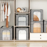 GoMaihe Clothes Storage Bin with Metal Frame: 6-Pack Stackable Closet Storage Bin with Lid & Clear Window, Sweater Boxes Storage for Closet Bedding Clothing Storage Organizer 40L GoMaihe