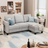 YESHOMY Convertible Sectional Small Sofa L-Shaped Couch Seat with Modern Linen Fabric, for Living Room, Apartment,Study and Office, 70", Light Gray YESHOMY