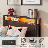 BOFENG Black Twin Bed Frame with Wood Headboard Storage,USB Charging Station/LED Lights,Metal Single Platform Bed Frame Twin Size No Box Spring Needed,Heavy Duty Metal Slats,Mattress Base,Noise Free BOFENG