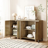 Sideboard Buffet Cabinet with Storage, Rattan Kitchen Storage Cabinet with Doors and Adjustable Shelves, Coffee Bar Cabinet, Entryway Cabinet, Rattan Sideboard Console Table for Dining Room, Natural Jheumaj