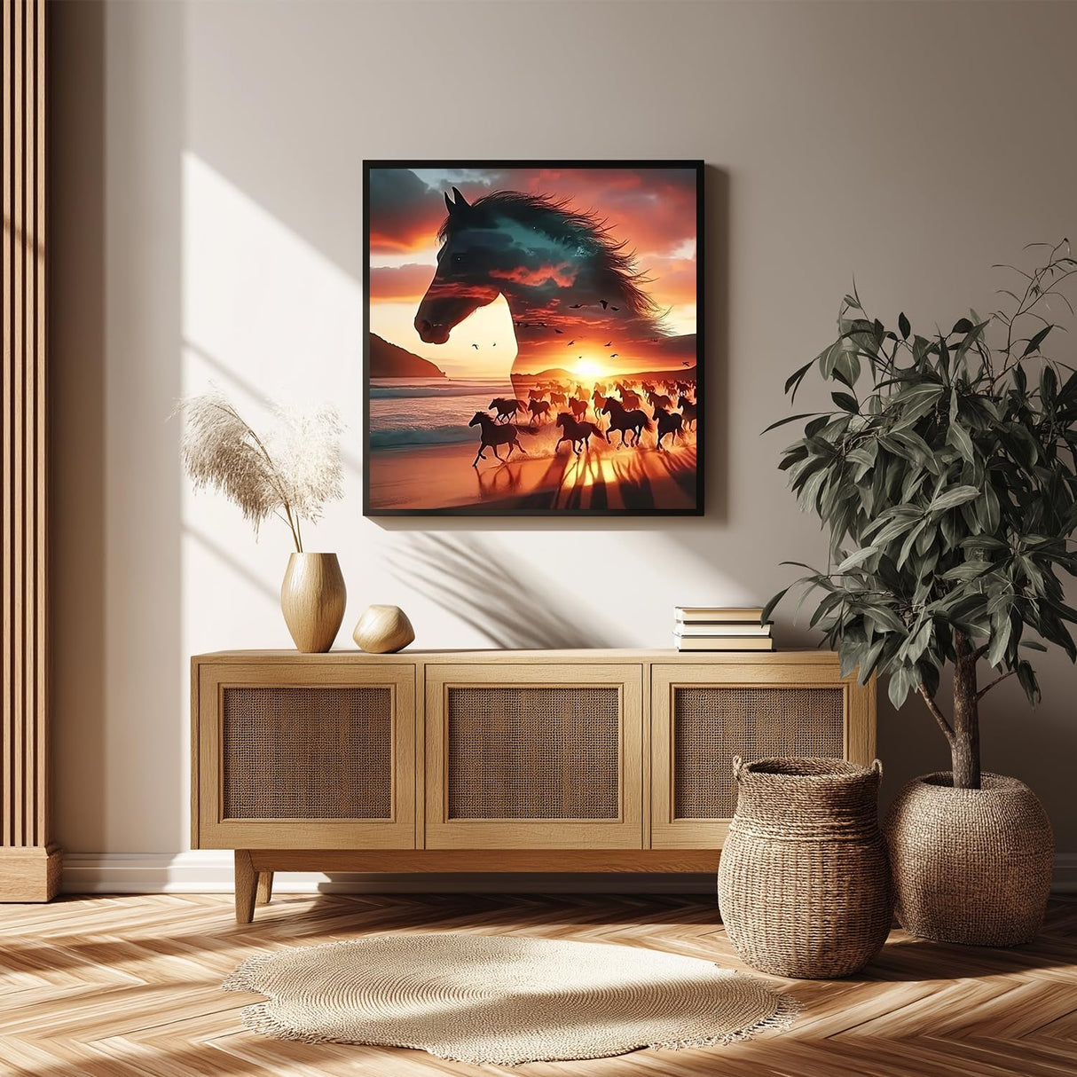 Mandun Paint by Numbers for Adult, Horse Paint by Numbers Kit for Adults Beginners, DIY Acrylic Oil Painting Kits with Brushes for Home Wall Decor 16x16Inch Mandun