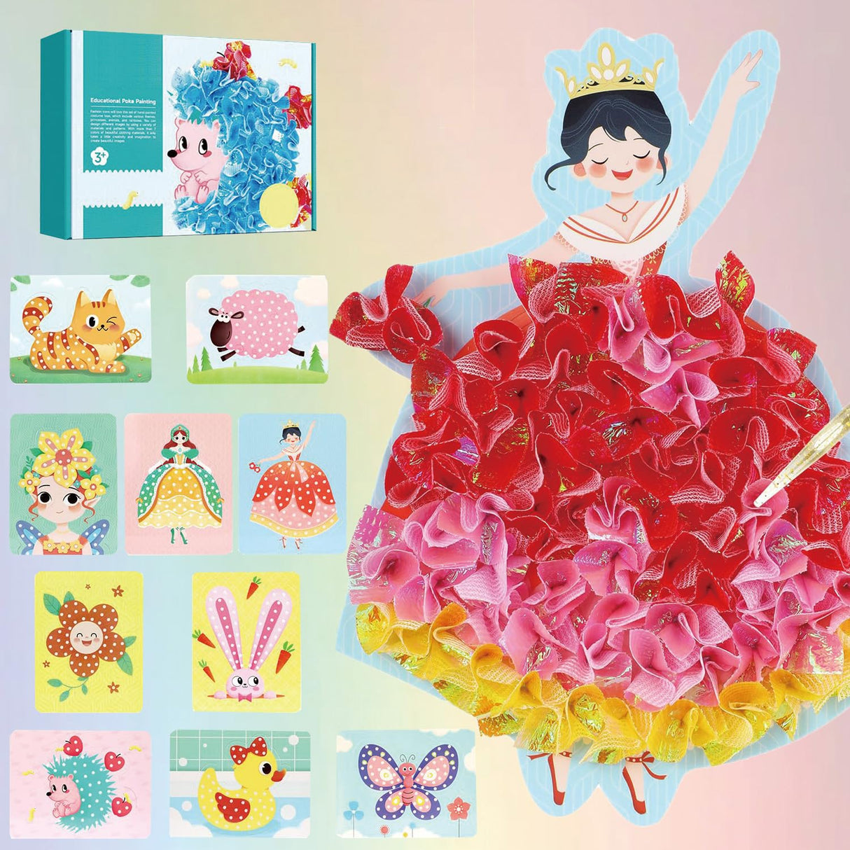 Mystoneer Poke Art Kits for Kids, Fabric Art Frenzy for Kids, Enchanted Fabric Art Set Crafts for Girls Ages 4-8, 6-8, 8-12, 5, 6, 7, 8, 10 (C-Fairy Tale Kingdom) Mystoneer