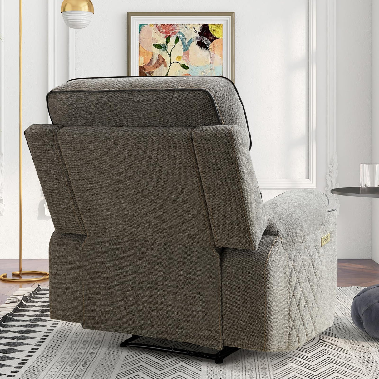 HAOMARKETS Electric Recliner Chair, Soft Fabric Power Recliners with Metal Cup Holders, Single Overstuffed Heavy Duty Reclining Sofa Chairs for Living Room Bedroom HAOMARKETS