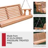 Amish Casual Heavy Duty 800 Lb Roll Back Treated Porch Swing with Hanging Chains (4 Foot, Cedar Stain) Amish Casual