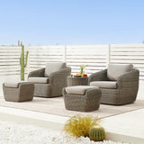 CHITA 5 Pieces Patio Wicker Furniture Set, Outdoor Rattan Bistro Set with Removable Thickened Cushions, Fully Assembled(Gray Cushions with Brownish Gray Wicker) CHITA