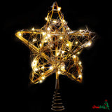 Ornativity Rattan Star Tree Topper - Christmas Rustic LED Light Up Tree Topper with Xmas Lights Holiday Decoration 12" Ornativity