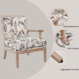 chairus Farmhouse Linen Accent Chair for Living Room, Upholstered Reading Chair with Solid Wood Frame Lounge Arm Chair with High Back for Bedroom, Reception Room, Waiting Room, Floral Pattern chairus