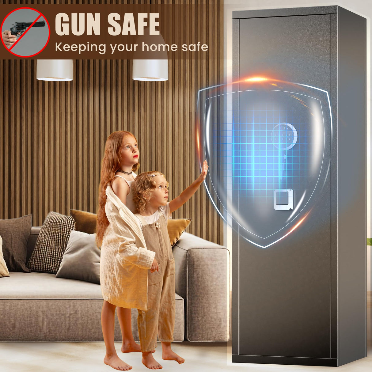 8-12 Fingerprint Gun Safe for Rifles and Pistols,No Assembly Required,Gun Safes for Rifle and Password Lock, Gun Cabinet for Home with Adjustable Shelves Metallitrend