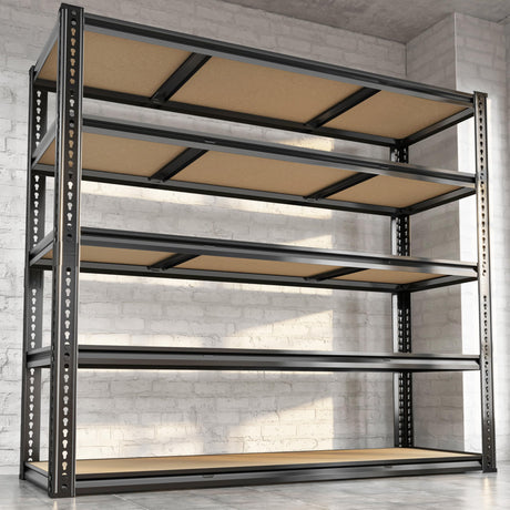 48"W Garage Shelving, 3050LBS Storage Shelves Heavy Duty, 5 Tier Metal Shelving Unit Adjustable Garage Shelves Heavy Duty Shelving for Warehouse,Commercial, Kitchen, 48" W × 18" D × 72" H, Black CypBed