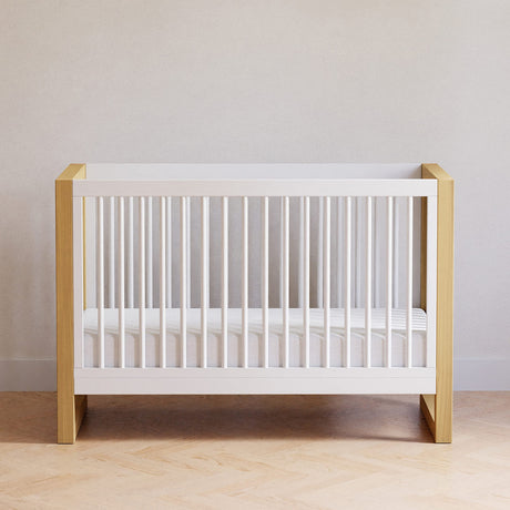 NAMESAKE Nantucket 3-in-1 Convertible Crib with Toddler Bed Conversion Kit in Warm White and Honey, Greenguard Gold Certified (M23301RWHY) NAMESAKE