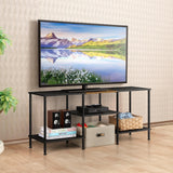 50 Inch TV Stands for Living Room Black Entertainment Center with Storage for 50 43 40 32 Inch TV Console Table for Bedroom Office Luplom