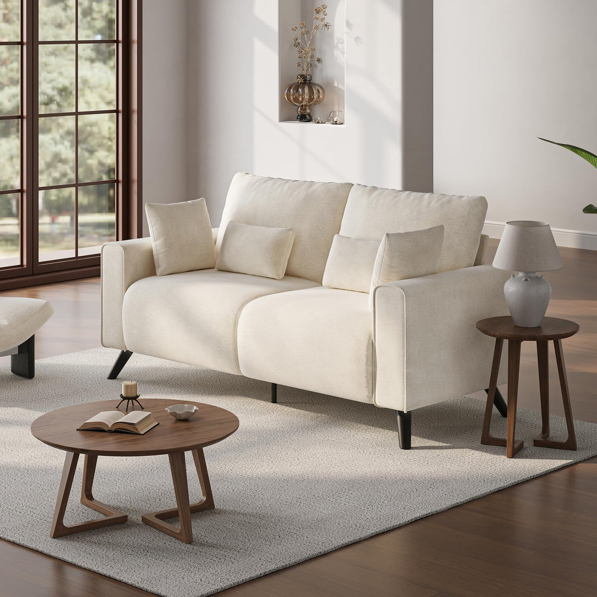 Comkei 70” Loveseat Sofa, Warm White Love Seat Couches for Living Room, 2 Seater Small Couch for Small Spaces, Bedroom, Office Sofas Comkei