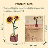 Stay Fun 3D Wooden Puzzle Flower, Artificial Wildflower Building Set for Adult, Model Botanical Collection Gift for Valentine's Day/Mother's Day/Birthday/Christmas, DIY Flower Toy Set (Sunflower) Stay Fun
