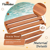 Flamaker Lounge Chairs for Outside Folding Acacia Wood Chaise Lounge with Side Handle Sun Lounger for Poolside, Lawn, Backyard (2 Piece) Flamaker