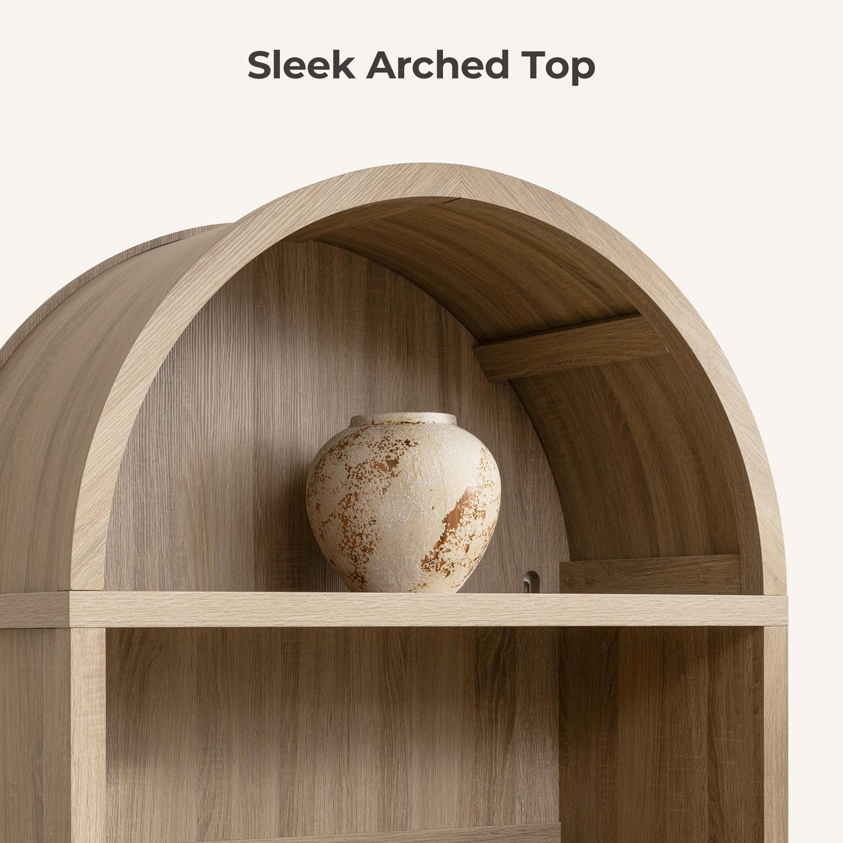 SICOTAS Book Shelf Arched Cabinet Bookshelf Arch 84.2" Tall Bookcase 5 Tier Large Bookshelves with Doors Storage Rattan Boho Wide Book Shelves Case for Living Room Kitchen Office Bedroom Library SICOTAS