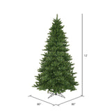 Vickerman 12' Unlit Camdon Fir Slim Artificial Christmas Tree - 5128 PVC Tips - Metal Hinged Branches - Folding Metal Stand Included- Easy Assembly and Storage Vickerman