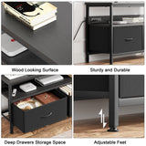 J-yaamiZz 39" Dresser TV Stand for TVs up to 50", Media Console with LED Lights, Charging Station & 2 Drawer Storage Chest, Gaming Entertainment Center with Storage for Bedroom (Black, 39 in) J-yaamiZz