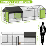 Large Metal Chicken Coop Chicken run for 10-12 chickens 120"L×40"W×40"H Portable Tractor Chicken Run with Cover & Swing, Outdoor Backyard Farm Chicken pen for Ducks, geese, dogs, rabbits, cats, etc. SPIDERCAMP