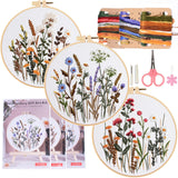 COCOMOX 3 Sets Embroidery Practice Kits, Flower Pattern Embroidery Kit for Beginners Adults, Hand Embroidery Kit for Kids, Easy to Follow Instruction and Video COCOMOX