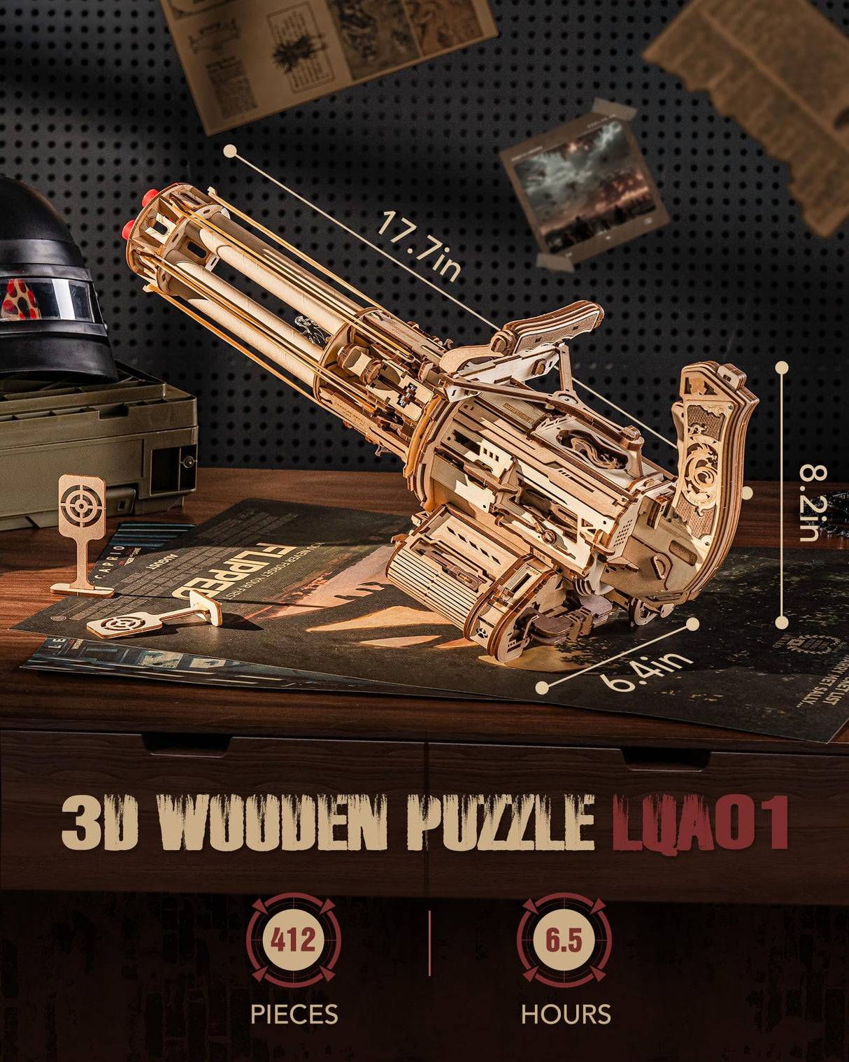 ROKR 3D Wooden Puzzles for Adults,Rotating-Barrel Machine,412 Piece 3D Puzzles,Gift for Adults and Teens ROKR